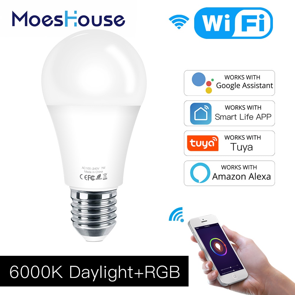 WiFi Smart LED Dimmable Lamp 7W,RGB ,Smart Life Tuya...