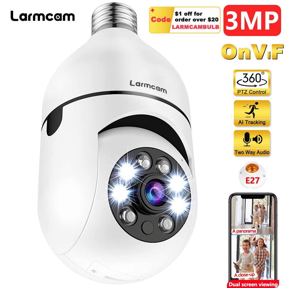 3MP E27 Bulb Camera WiFi Indoor Video Surveillance...