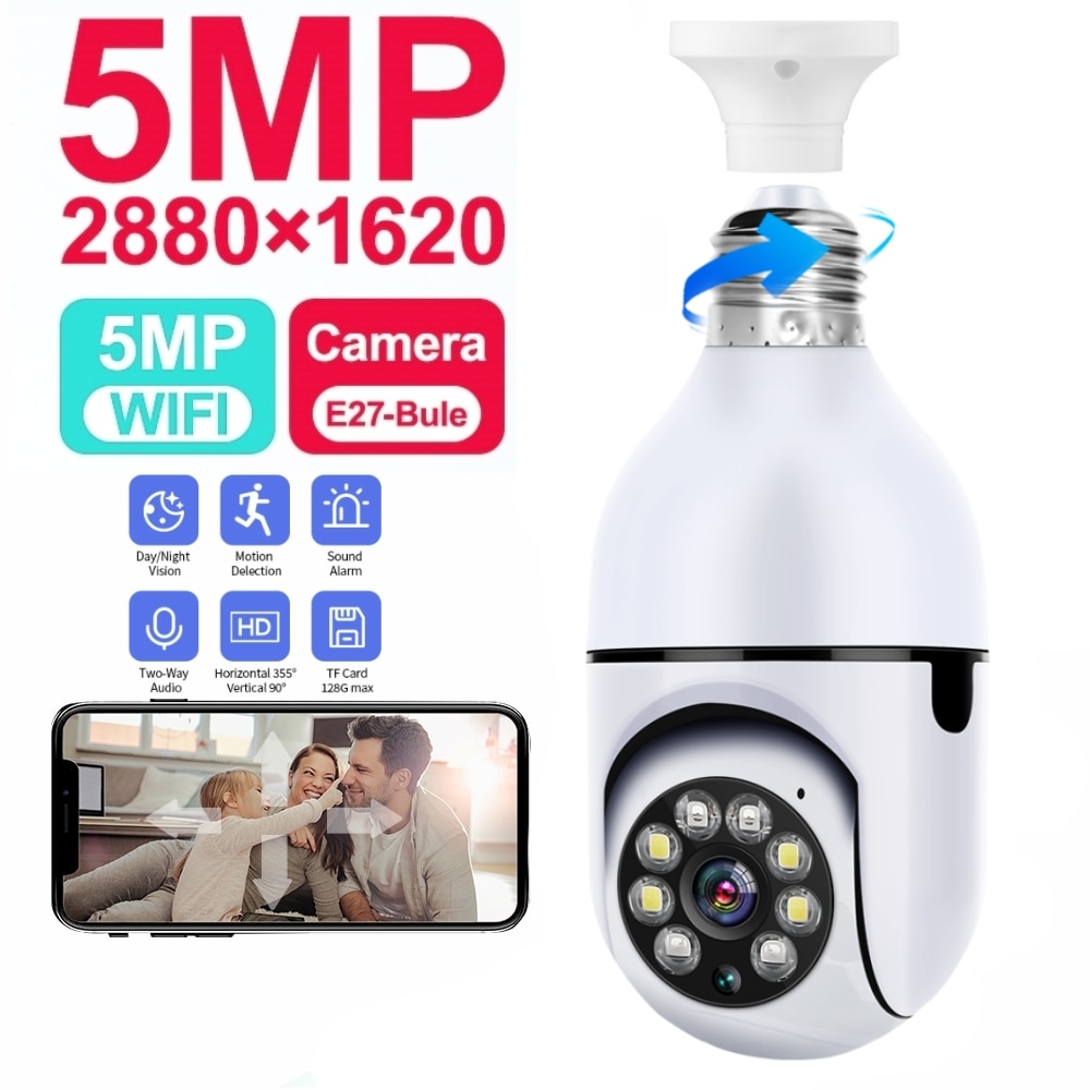 5MP E27 Bulb Camera WiFi Indoor Video Surveillance...