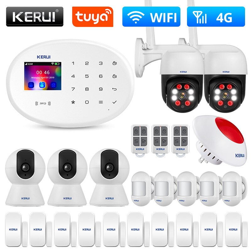 KERUI Alarm System Kit 4G GSM WIFI Tuya Smart Home...