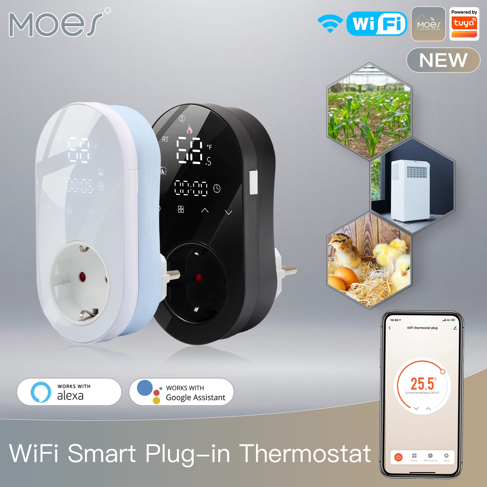 MOES Smart WiFi LED Thermostat Plug Outlet Heating...