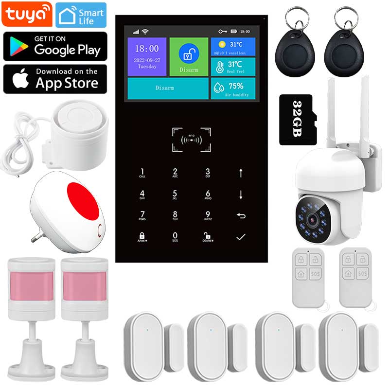 PG109 Tuya WIFI GSM Alarm System Home Burglar Security...