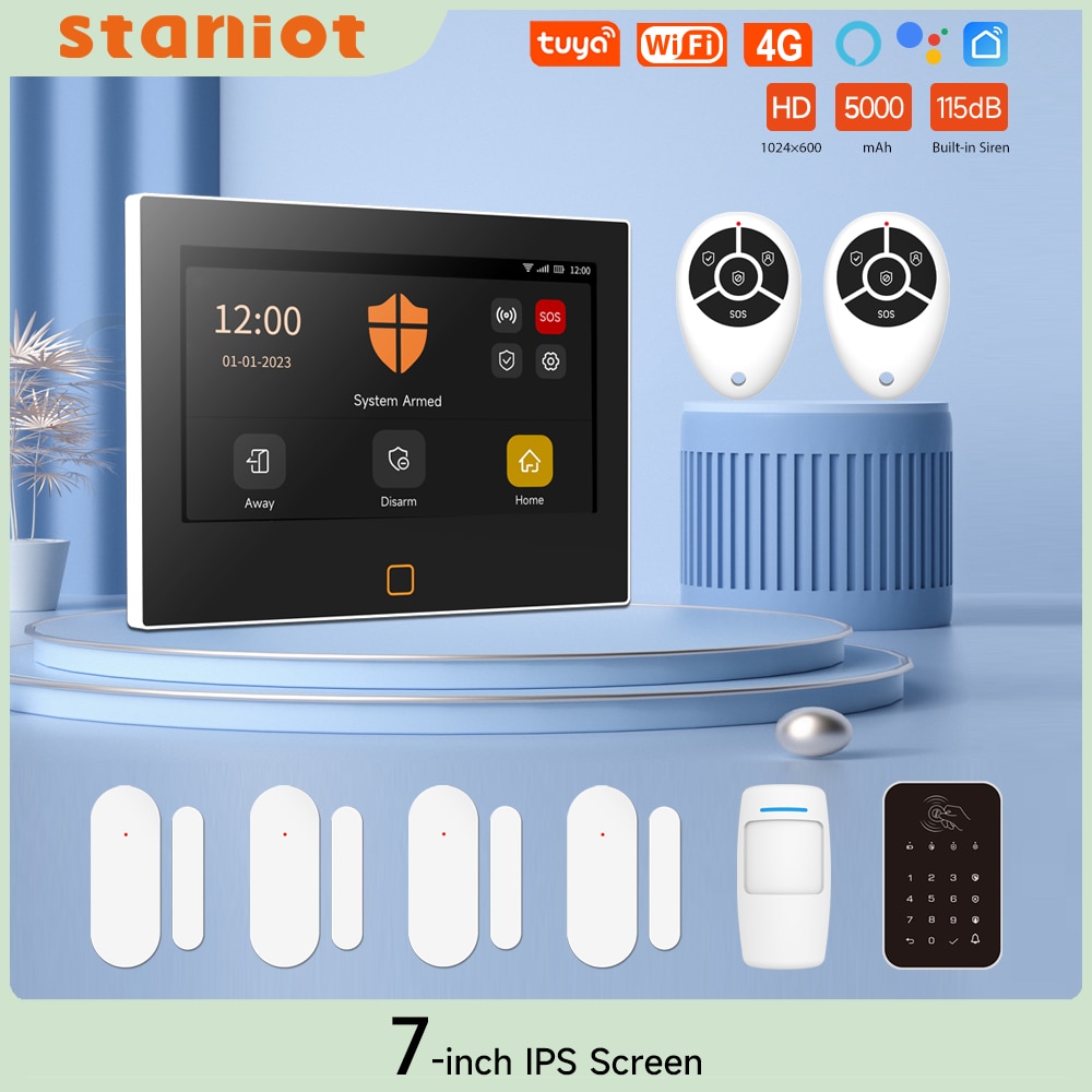 Staniot 7 inch HD Alarm System Wireless WiFi 4G Tuya...
