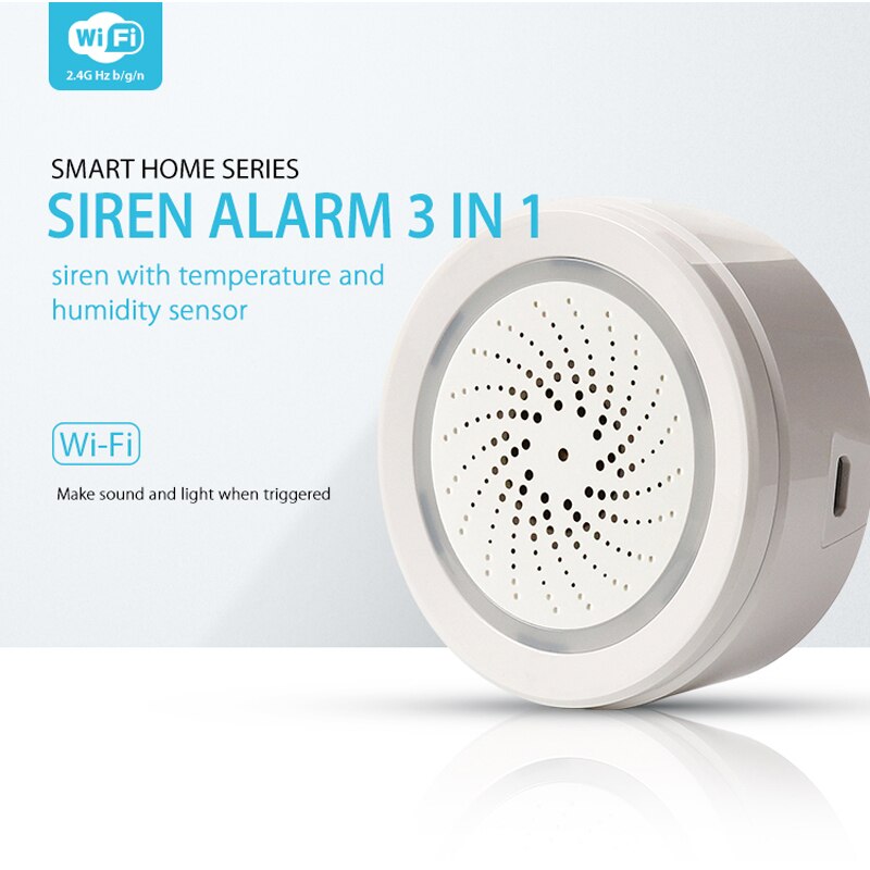 Tuya WiFi Alarm Siren 100dB with Temperature and Humidity...
