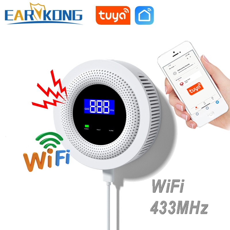 Tuya WiFi Natural Gas Leakage Detector 433MHz Wireless...